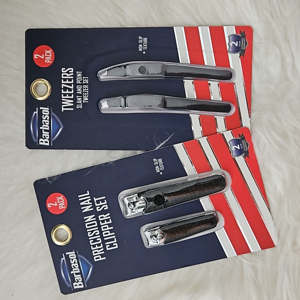 4 PC BARBASOL NAIL CLIPPER AND TWEEZERS SET